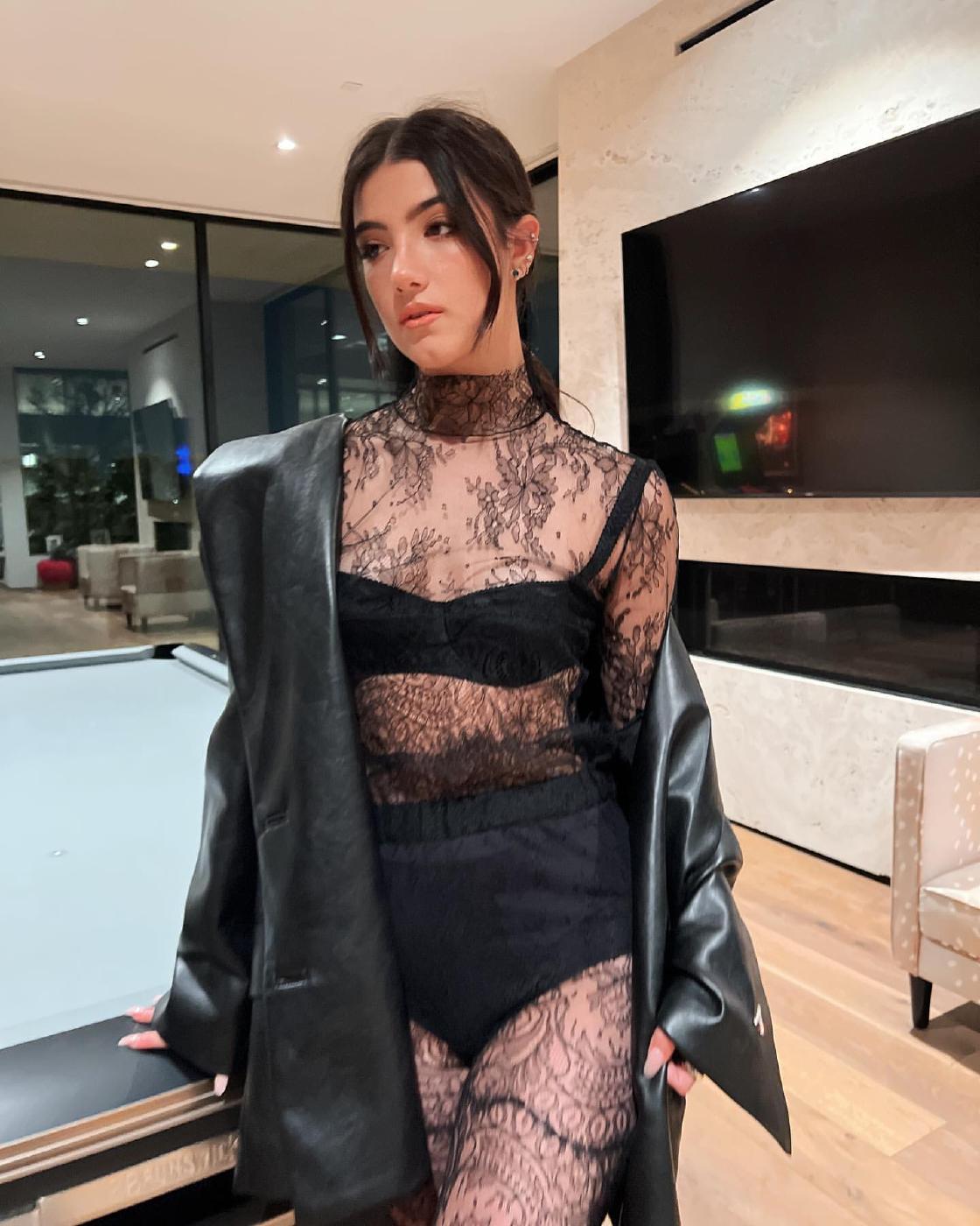 Charli D’amelio Black Sheer Lingerie Lace Set Leaked 6 F272C787