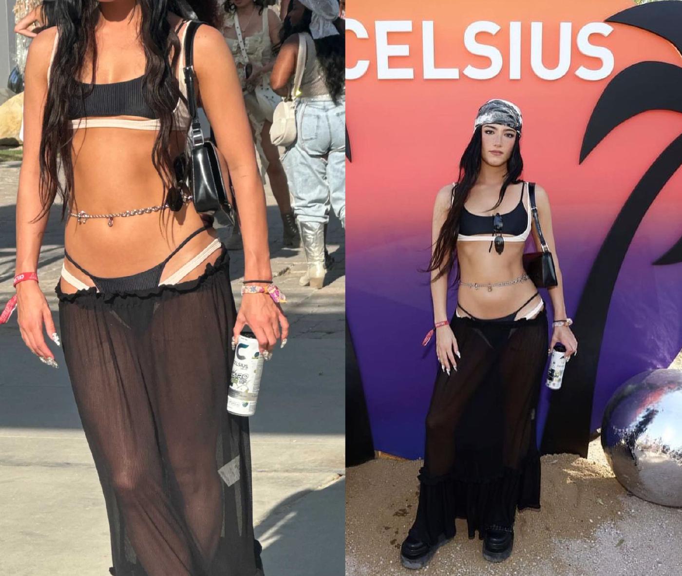 Charli D’amelio See-Through Sheer Black Maxi Skirt Coachella Video 11 0774F96C