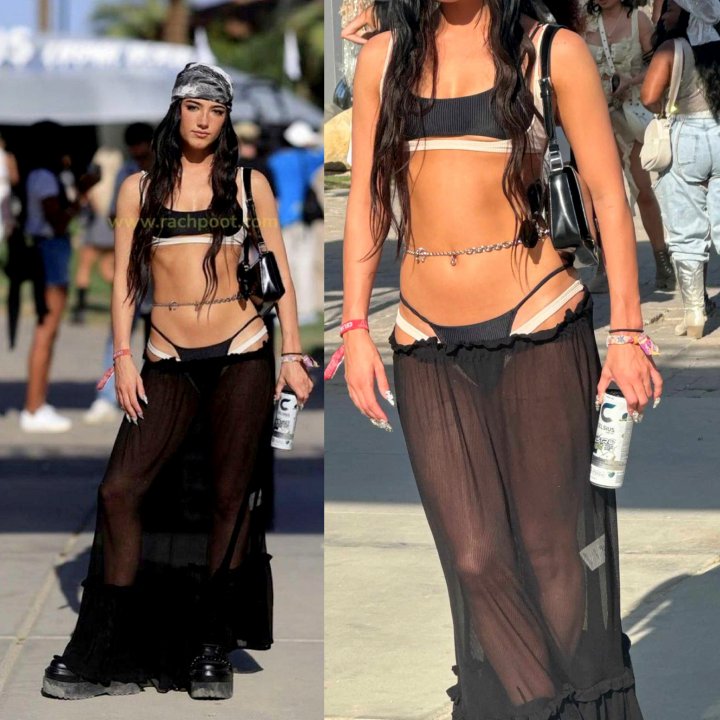 Charli D’amelio See-Through Sheer Black Maxi Skirt Coachella Video 8 B0Dc1B6E