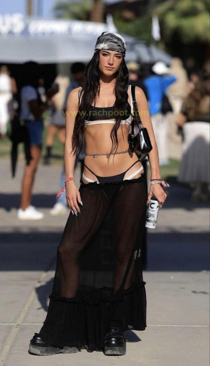 Charli D’amelio See-Through Sheer Black Maxi Skirt Coachella Video 7 F3Fa8442